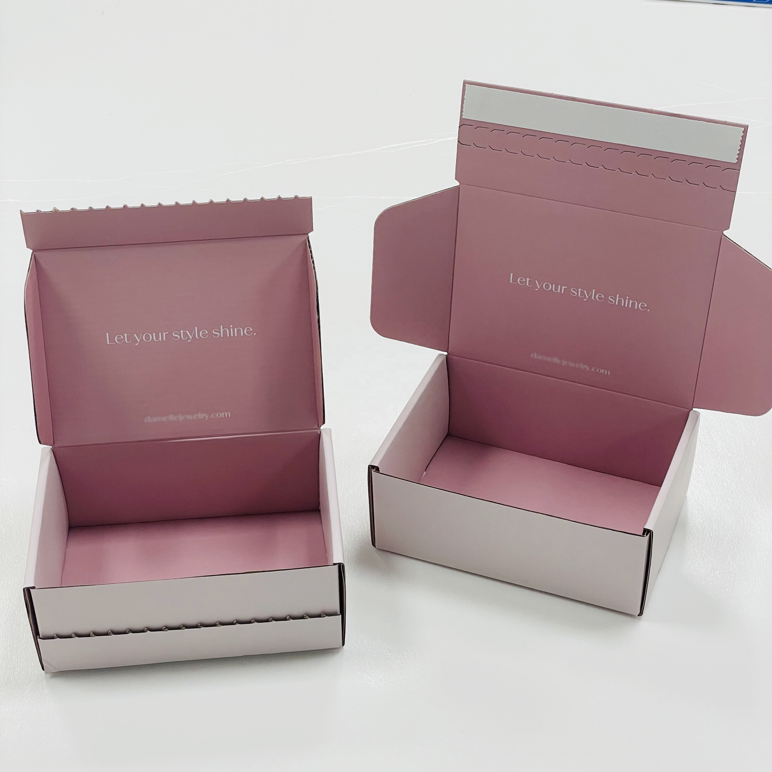 E-Commerce Custom Printing Logo Self Sealing Recycled Packaging boxes Shipping Clothing Box E Flute Corrugated Mailer Carton