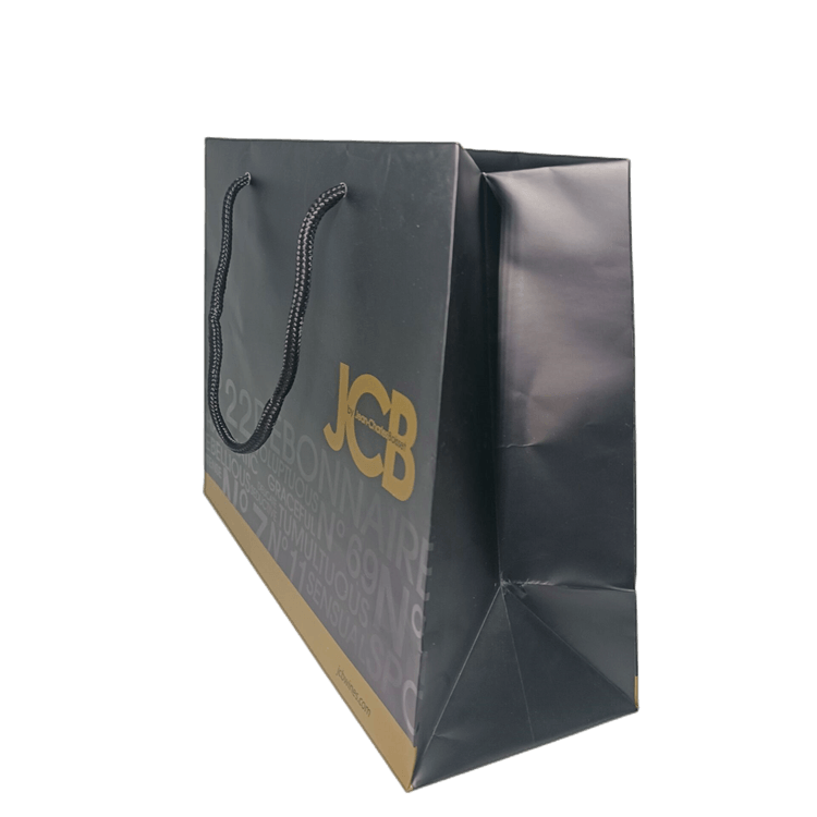 Custom Design Black Luxury Clothing Shopping Packaging 250 gsm Art Paper Bag For Clothes