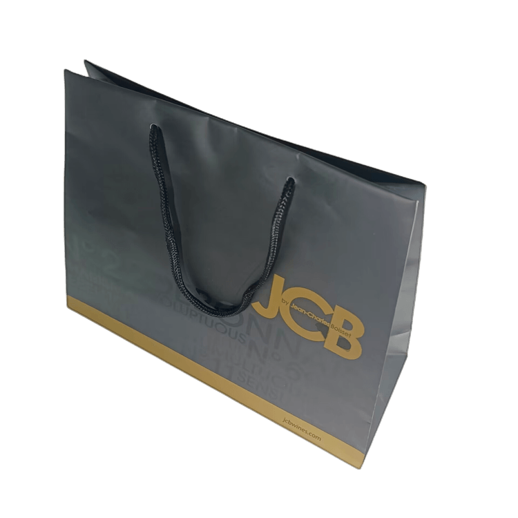 Custom Design Black Luxury Clothing Shopping Packaging 250 gsm Art Paper Bag For Clothes