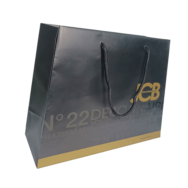 Custom Design Black Luxury Clothing Shopping Packaging 250 gsm Art Paper Bag For Clothes