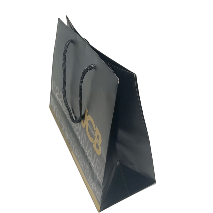 Custom Design Black Luxury Clothing Shopping Packaging 250 gsm Art Paper Bag For Clothes