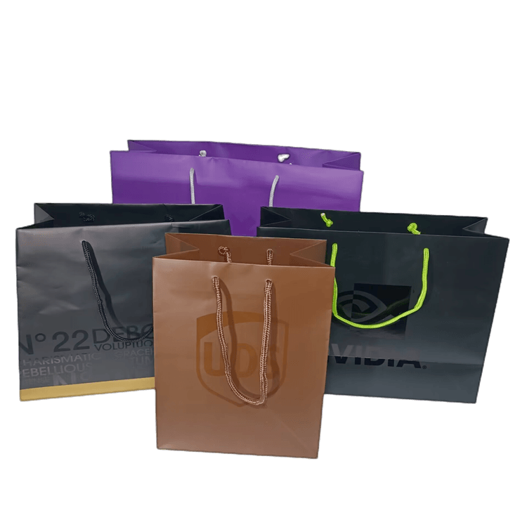 2024 new design Christmas gift Custom Printed Eco friendly Wedding Birthday Gift Paper Bag with ribbon