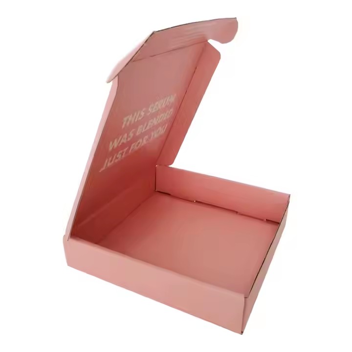 Eco Friendly Custom Logo Corrugated Cardboard Pink Mailer Packaging Shipping Paper Box with Insert Inside