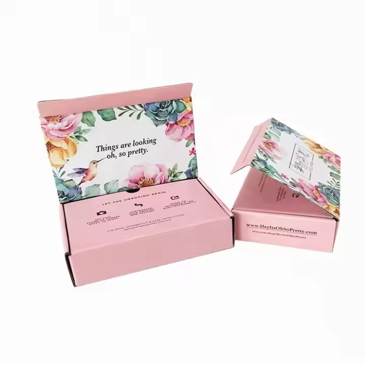 Colorful Corrugated Shipping Box for E-Commerce Self-Sealing Magnet Fold Design for Cosmetic Clothes Wigs Underwear Gifts