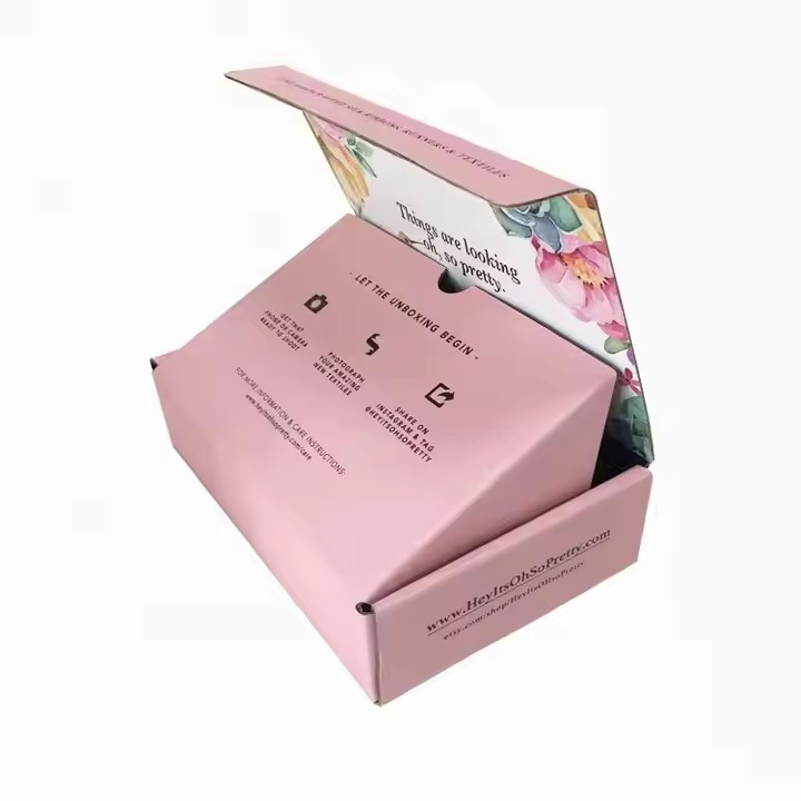Colorful Corrugated Shipping Box for E-Commerce Self-Sealing Magnet Fold Design for Cosmetic Clothes Wigs Underwear Gifts