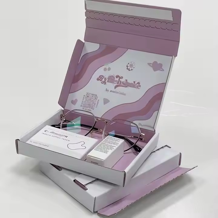 Customized Cosmetics Packaging Box 9x6x3 Corrugated White Cardboard with Embossing Printing Recyclable Brown Transport Mailer