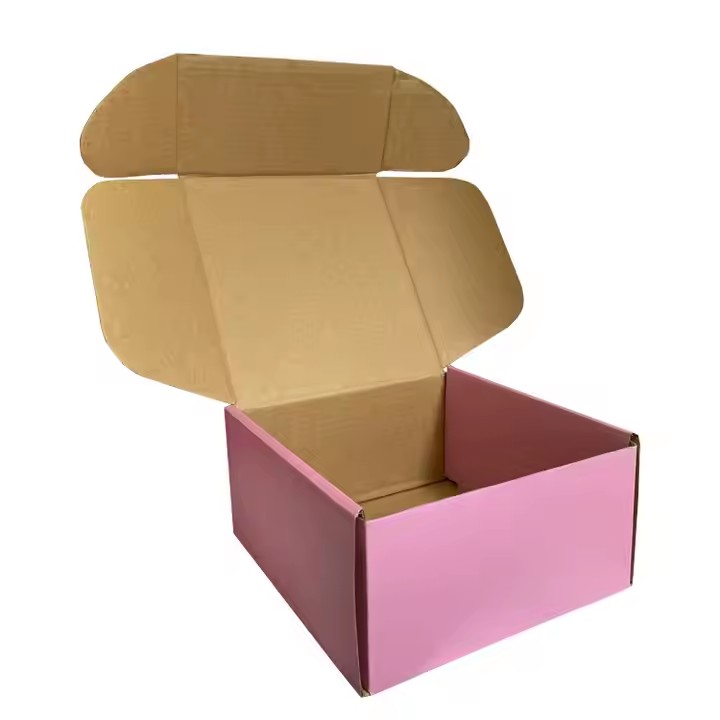 Pink Frosted Corrugated Box with Free Design ODM/OEM Clothing Packaging Featuring Recycled Materials for Shipping