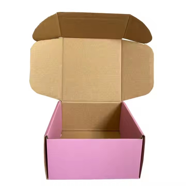 Pink Frosted Corrugated Box with Free Design ODM/OEM Clothing Packaging Featuring Recycled Materials for Shipping
