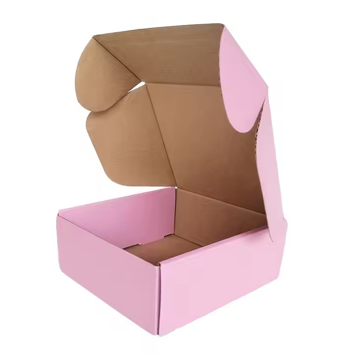 Pink Frosted Corrugated Box with Free Design ODM/OEM Clothing Packaging Featuring Recycled Materials for Shipping
