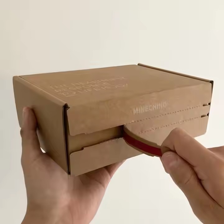 Customized Corrugated Cardboard Mailer Box Tear-Off Strip Zipper Tear-open Design Embossed Vanishing Printing Handling Options