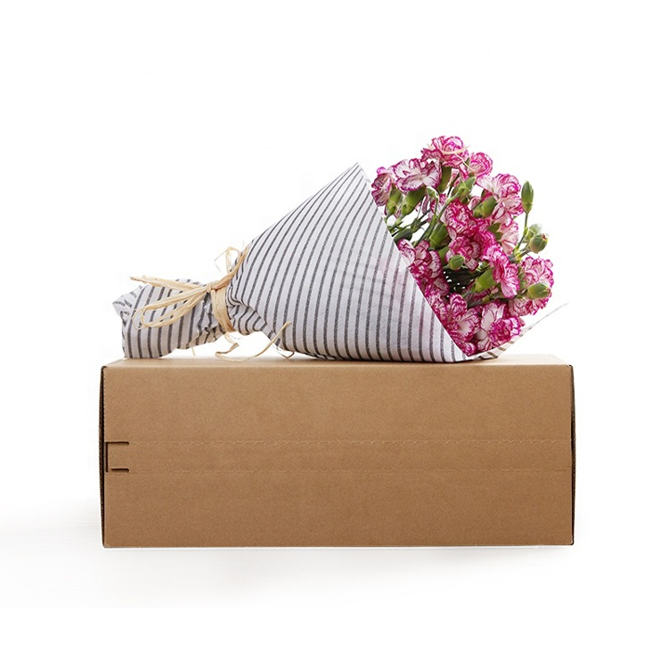 Natural Brown Kraft Paper Corrugated Cardboard Box Flower Delivery Gift Wrap Shipping Box with Tear Strip