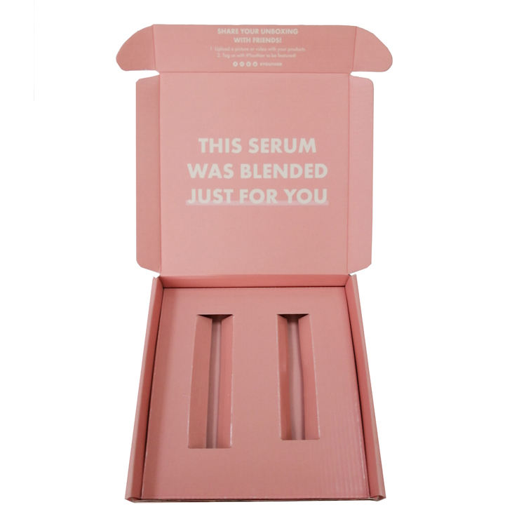 Custom logo Pink Mailer Packaging Shipping Paper Box with Insert Inside