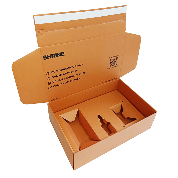 Custom Makeup Sets Self-Sealing Orange Cosmetics Shipping Box