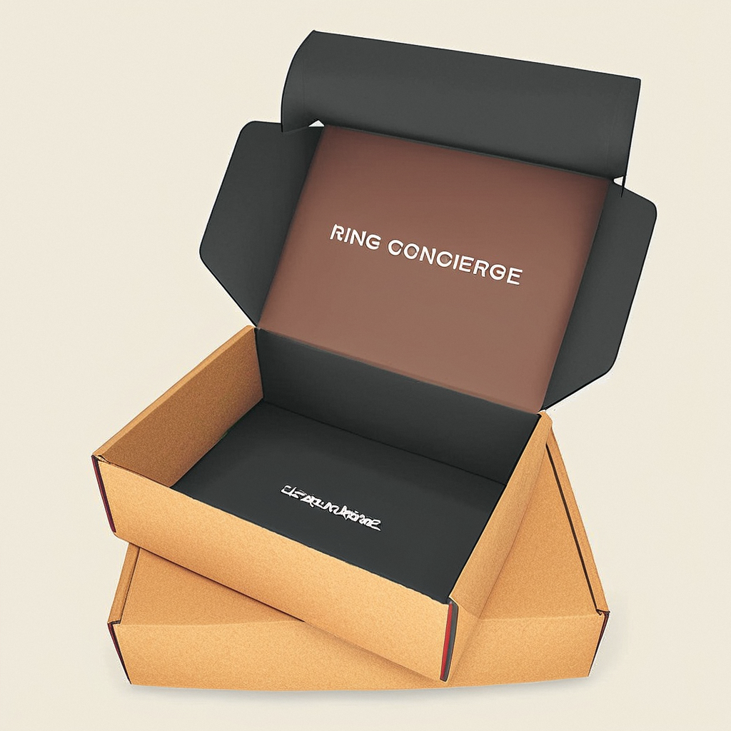 9x6x4 黑色瓦楞纸定制徽标邮寄盒