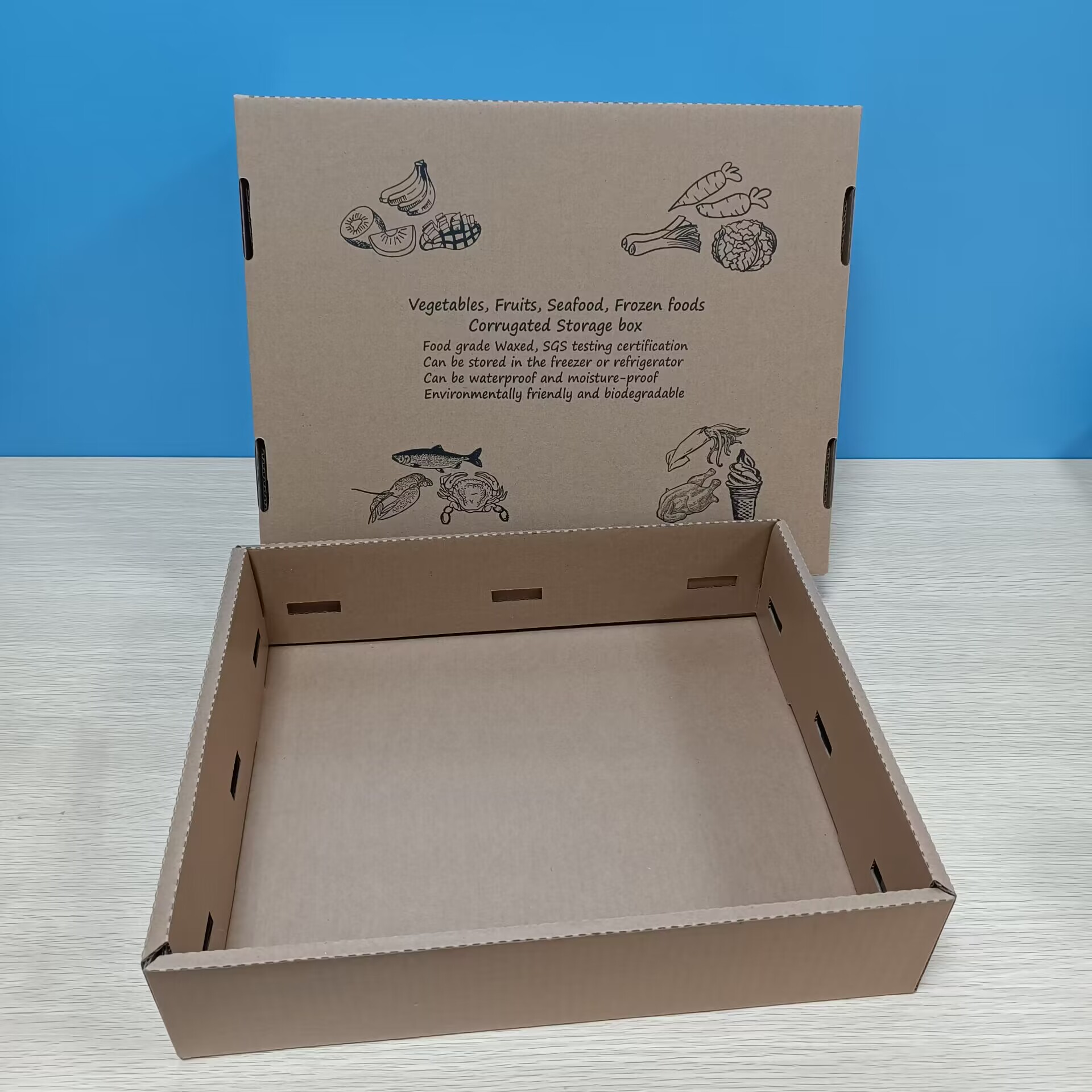 Large waxed frozen transportation paper box, waterproof paper box