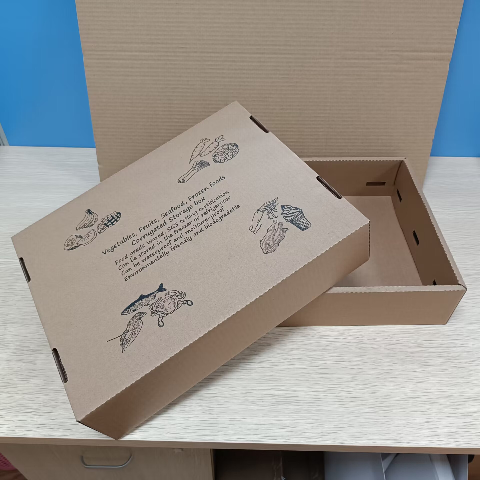 Large waxed frozen transportation paper box, waterproof paper box