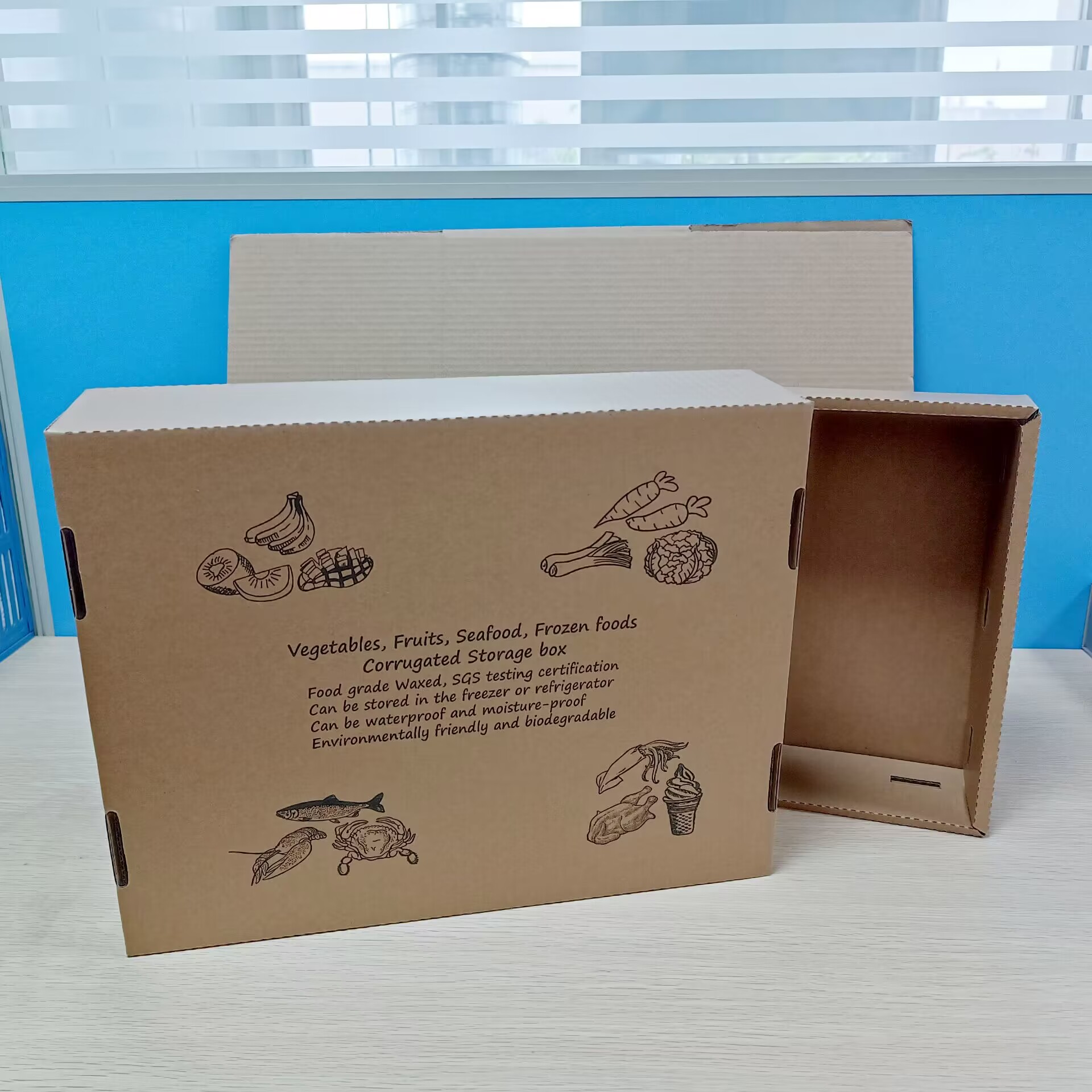 Large waxed frozen transportation paper box, waterproof paper box