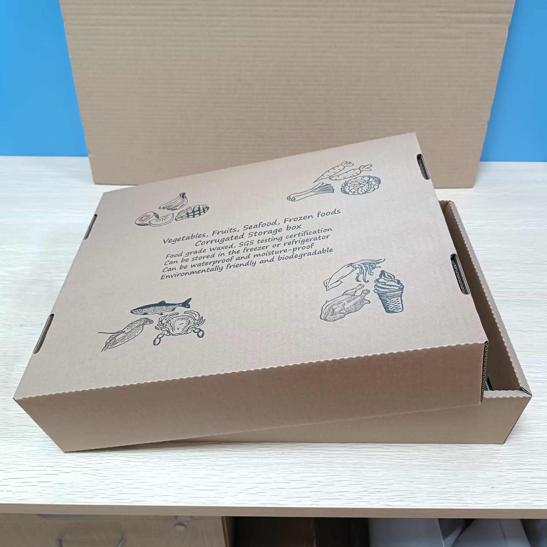 Large waxed frozen transportation paper box, waterproof paper box
