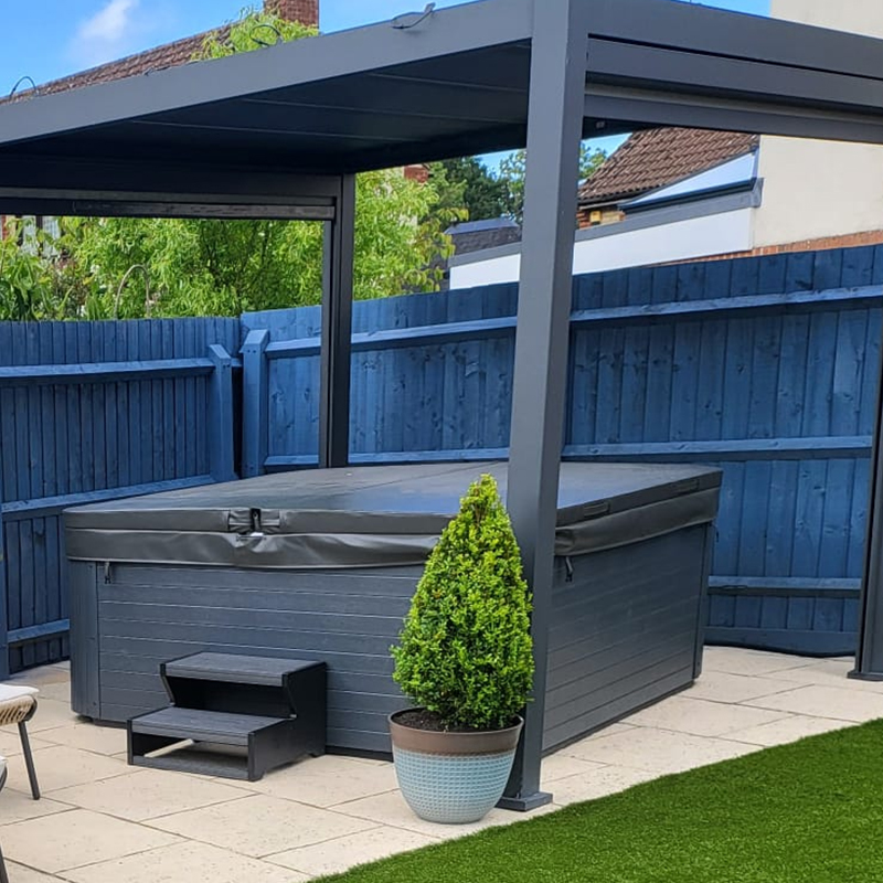 Can you place an outdoor hot bathtub directly on the terrace?
