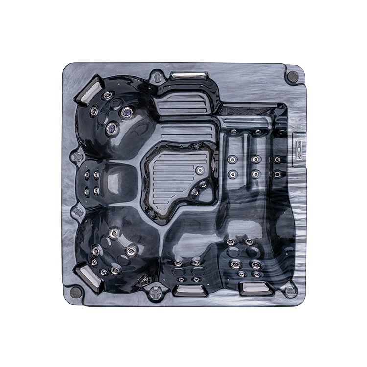 Double jetted square spa tub in room hotel soaking tub