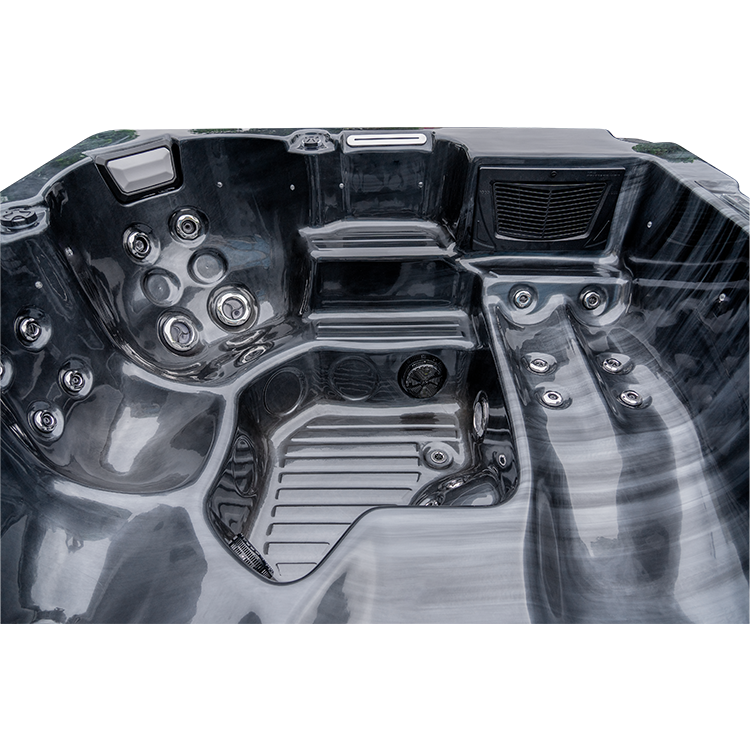 Double jetted square spa tub in room hotel soaking tub