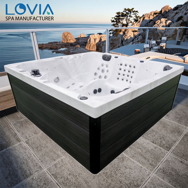 How do you connect the water and electricity for an outdoor hot tub?