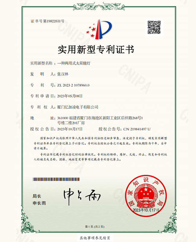 Solar Lamp-Patent for Utility Models
