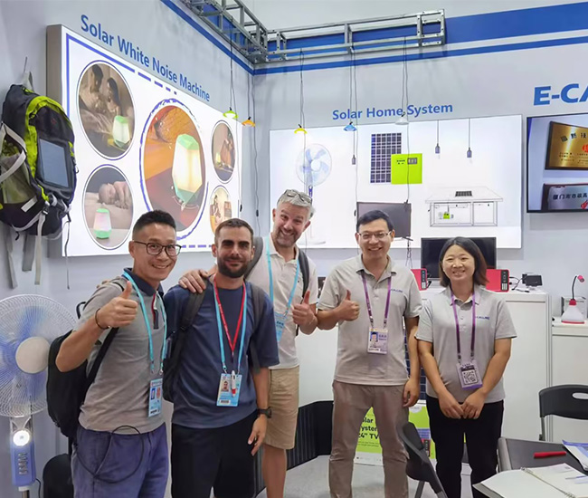 The 134th canton fair:E-CALLING showcased its key solar energy product and consumer electronic products