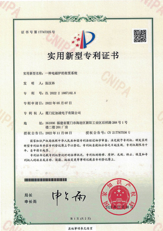 Electric Cookertop Rental System-Patent for Ulitity Models