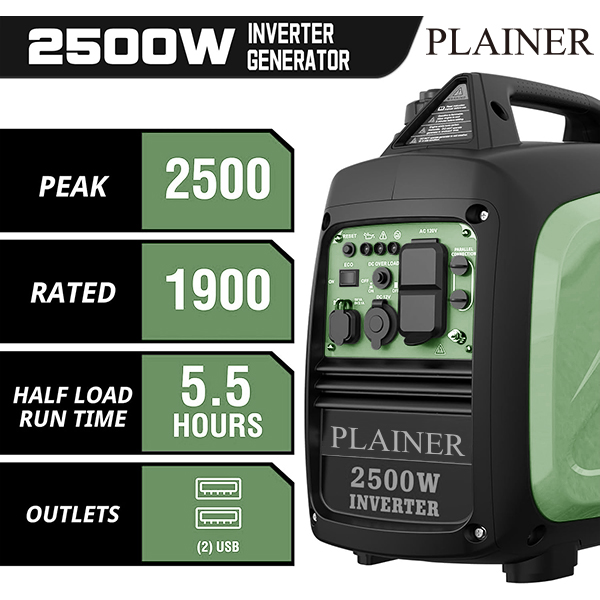 Plainer 2500-Watt Gas Powered Portable dynamos