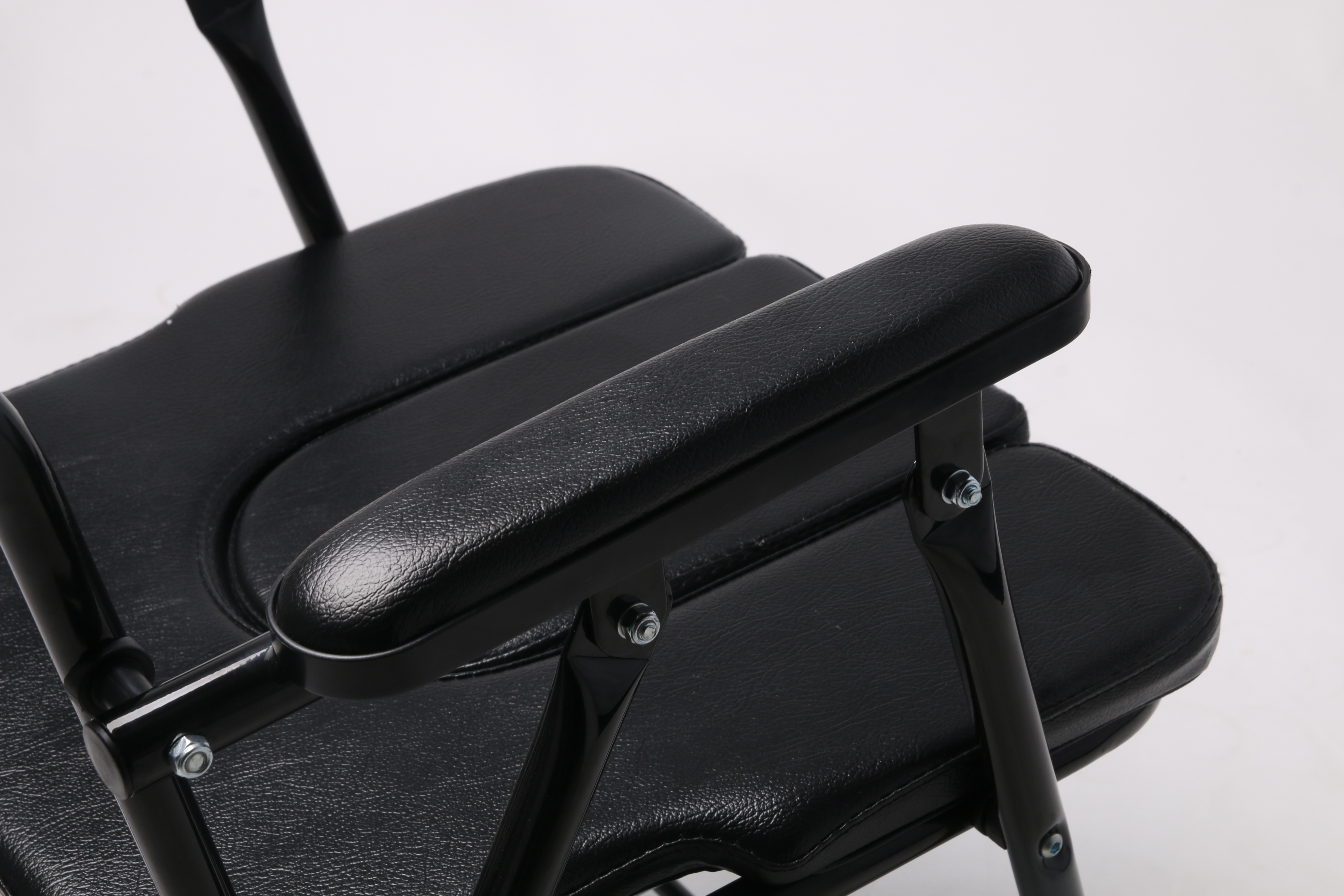 Folding Steel Portable Commode Chair Wheelchair Rehabilitation Therapy Supplies