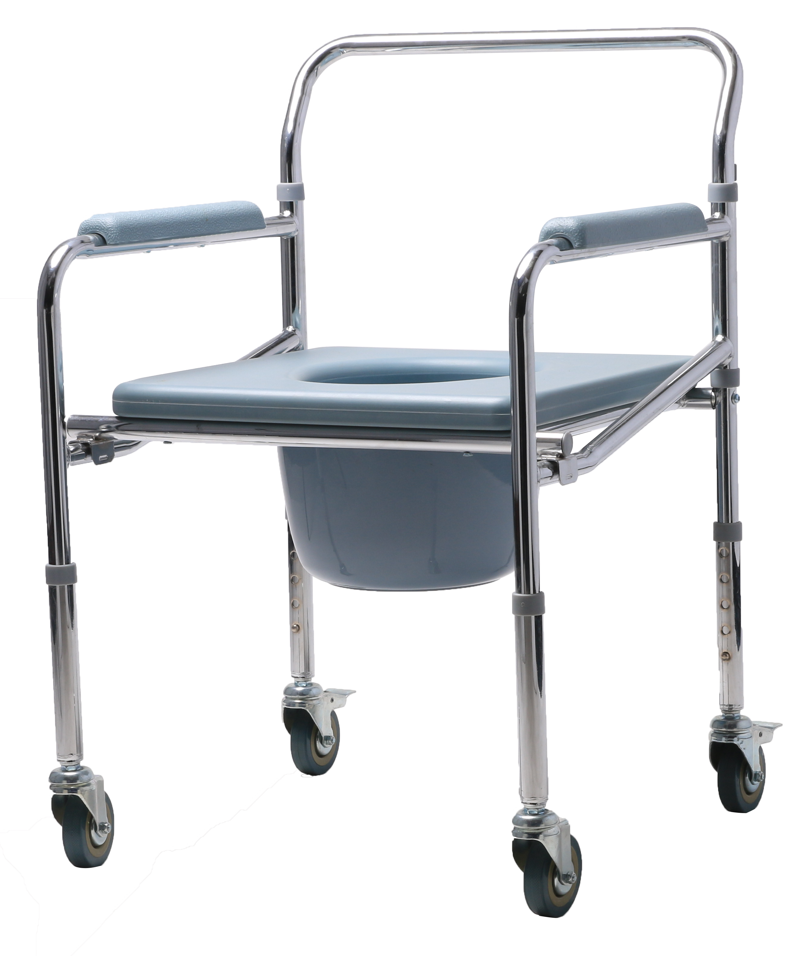 Chrome steel foldable Height adjustable Toilet Commode Chair Wheelchair COMMODE CHAIR