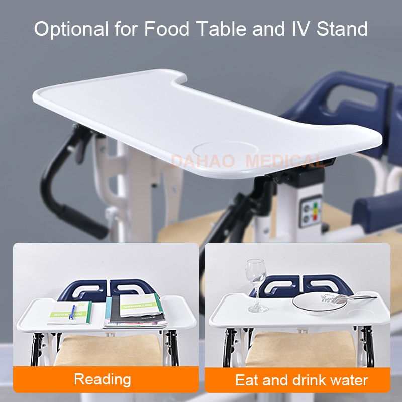 Electric Transfer Chair Steel Frame with Commode with Dining board and hight back commode chair
