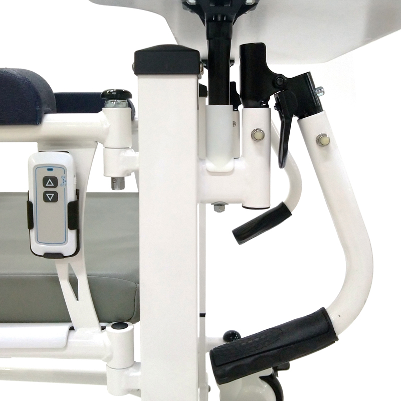 Remote control Electric Transfer Chair with Commode with Dining board and hight back commode chair