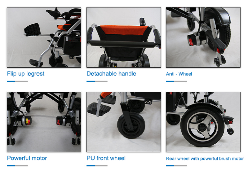 New foldable and lightweight electric wheelchair aluminum power wheel chair
