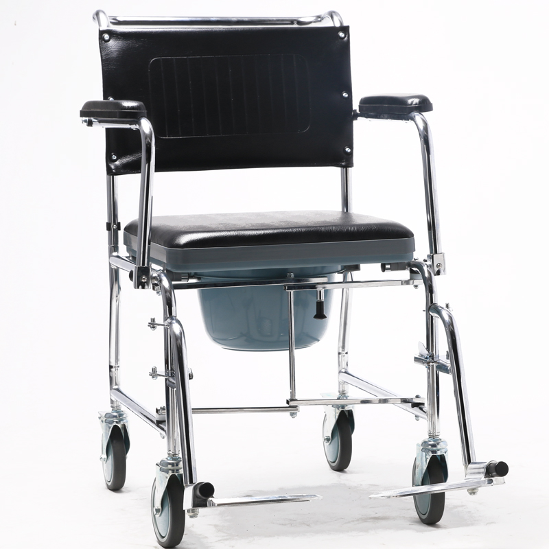 Flip Down Armrest Detachable Legrest Steel Commode Chair