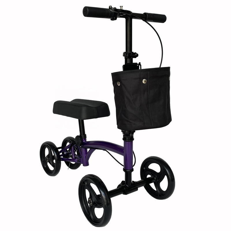 Steel knee walker new style walker with different color foam knee pad two united brakes with a shopping bag