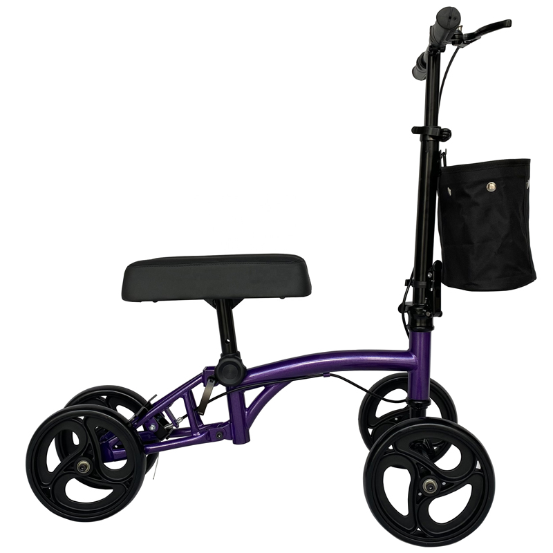 Steel knee walker new style walker with different color foam knee pad two united brakes with a shopping bag