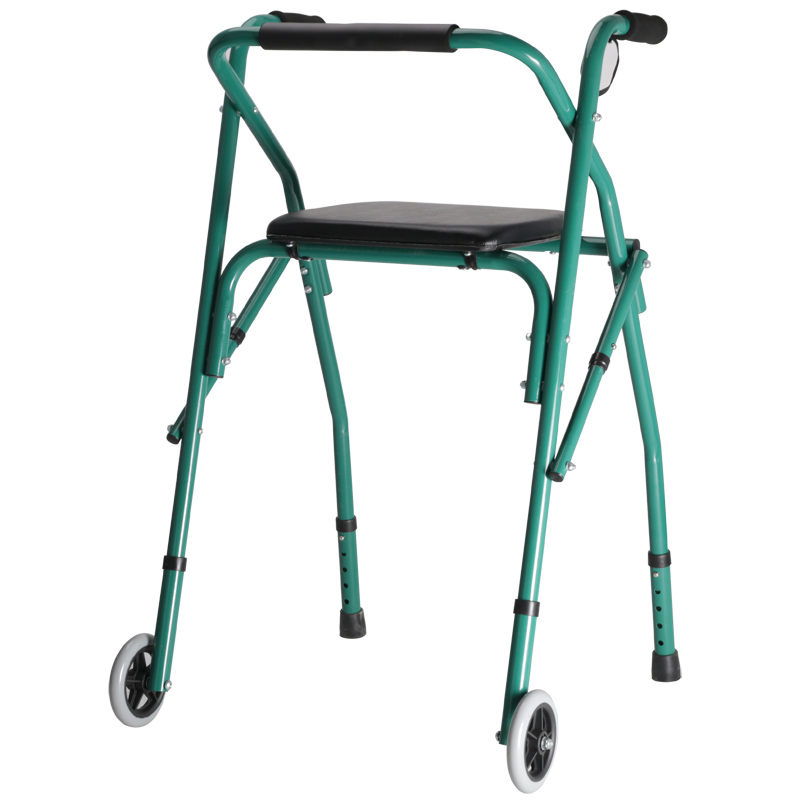 Aluminium Folding Walker with Seat and 2 Wheel ALUMINIUM WALKER
