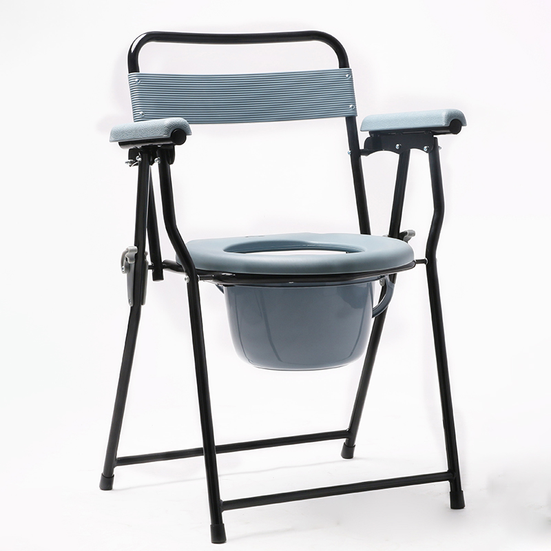 Powder coated steel Foldable Commode Chair Wheelchair Rehabilitation Therapy Supplies