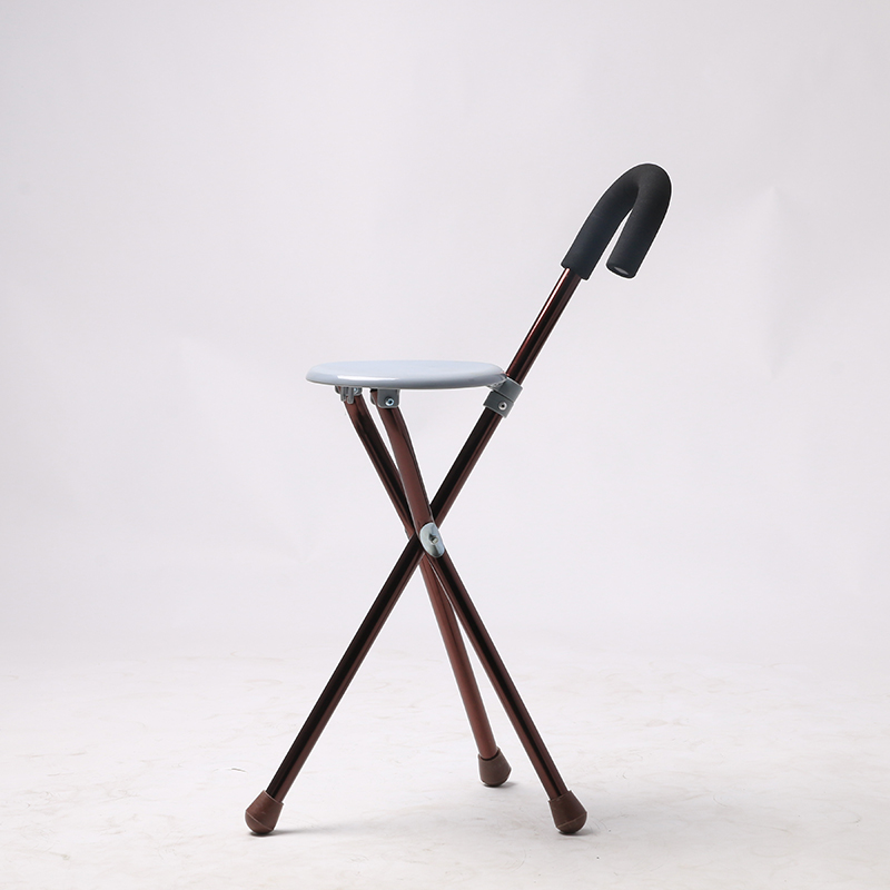 Adjustable elderly aluminium alloy walking stick with seat