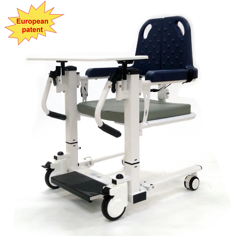 Remote control Electric Transfer Chair with Commode with Dining board and hight back commode chair