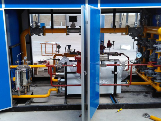 Gas pressure regulating skid