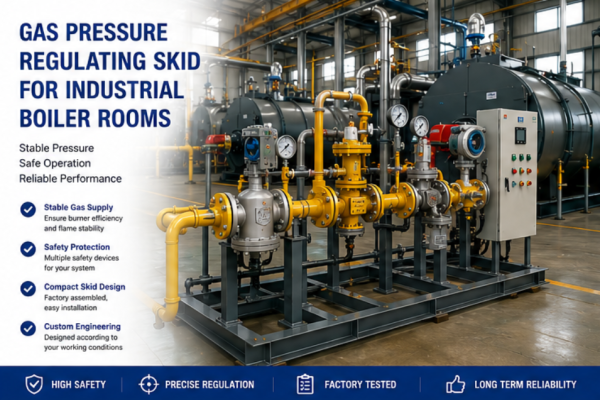 Gas Pressure Regulating Skid For Industrial Boiler Rooms