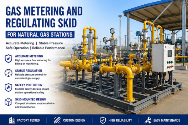 Gas Metering And Regulating Skid For Natural Gas Stations