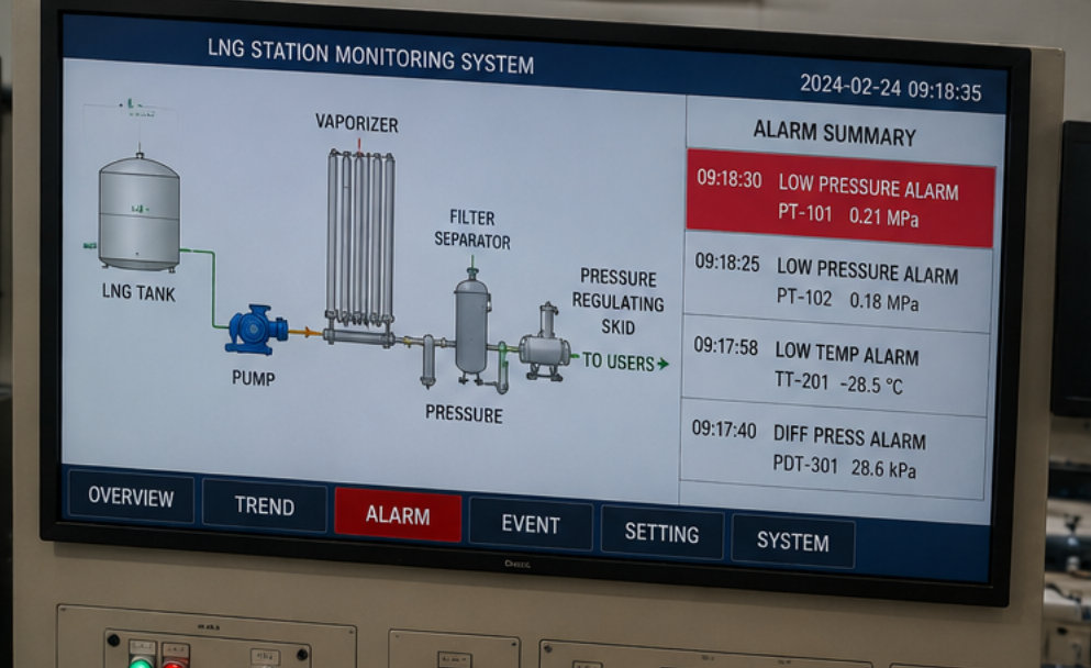 LNG Satellite Station Pressure Alarm LNG Satellite Station Pressure Alarm