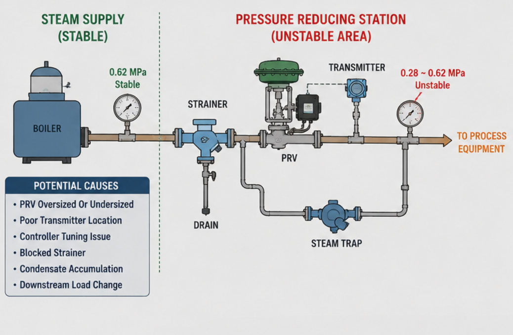 Boiler Pressure Stable But Outlet Pressure Unstable