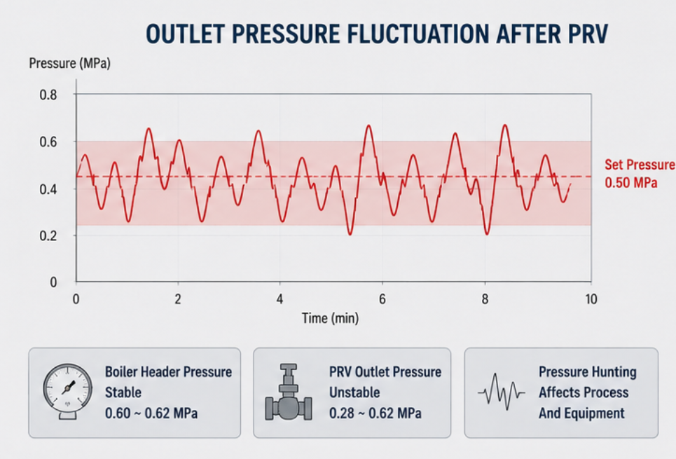 Steam Pressure Stable At Boiler Unstable After PRV