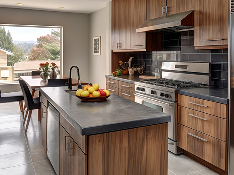 Estudo de caso e aplicação de placas de PVC na decoração de cozinhas abertas.