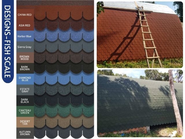 red asphalt roof shingles